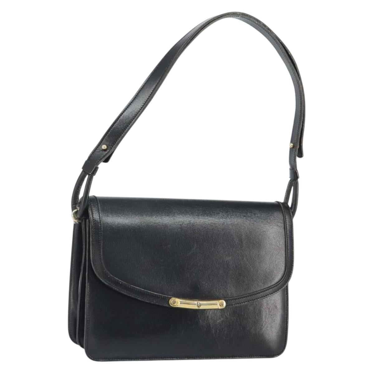 Christian Dior Shoulder Leather Black Leather Shoulder Bag Bag (Pre-Owned)