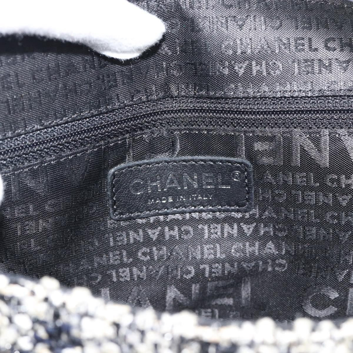 Chanel Camellia Messenger Tweed Black Tweed Shoulder Bag Bag (Pre-Owned)
