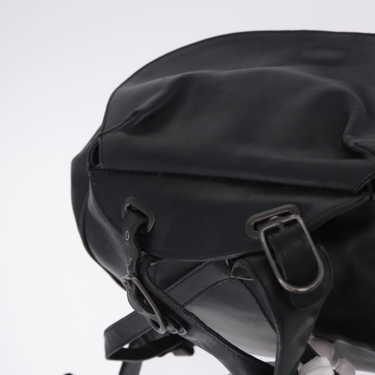 Bottega Veneta Intrecciato Leather Black Leather Backpack Bag (Pre-Owned)