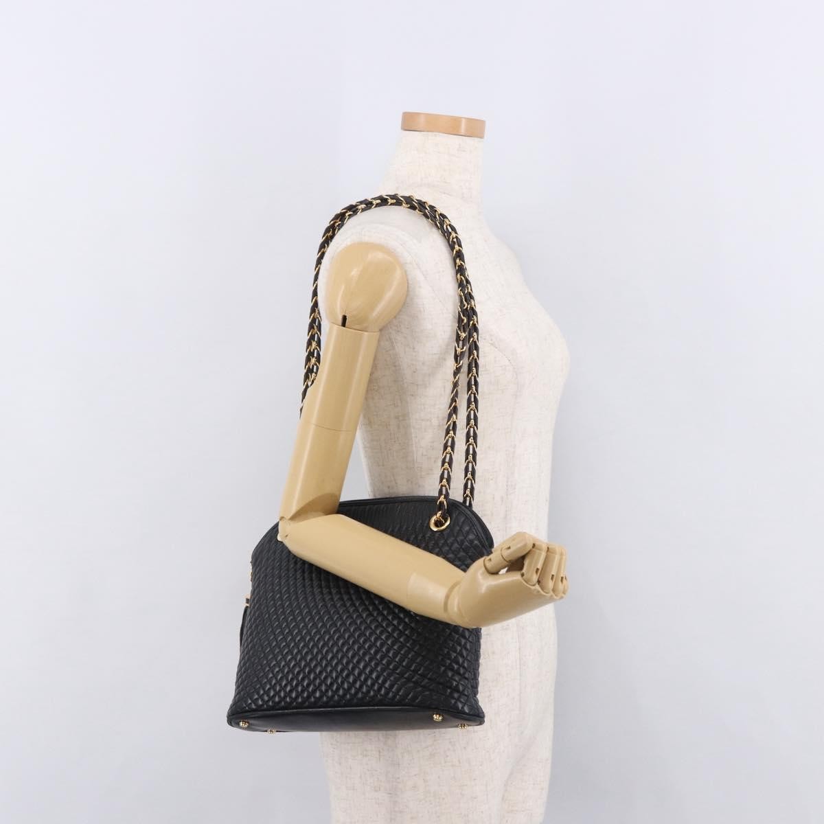 Bally Vintage Chain Quilted Leather Black Leather Shoulder Bag Bag (Pre-Owned)