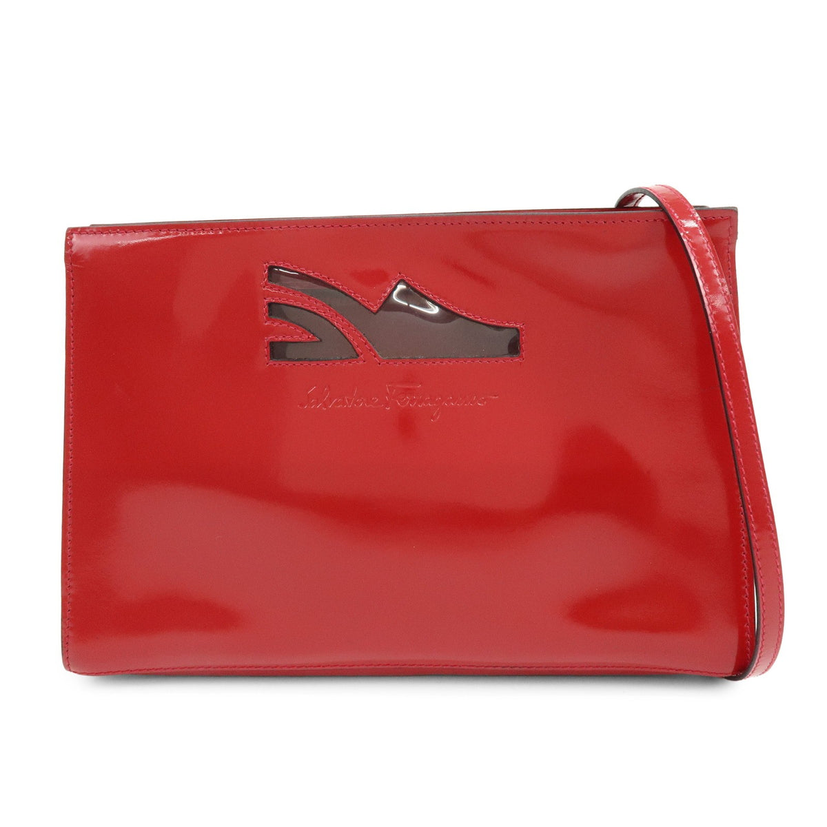 Salvatore Ferragamo Shoulder Bag Patent Leather Red Patent_Leather Shoulder Bag Bag (Pre-Owned)