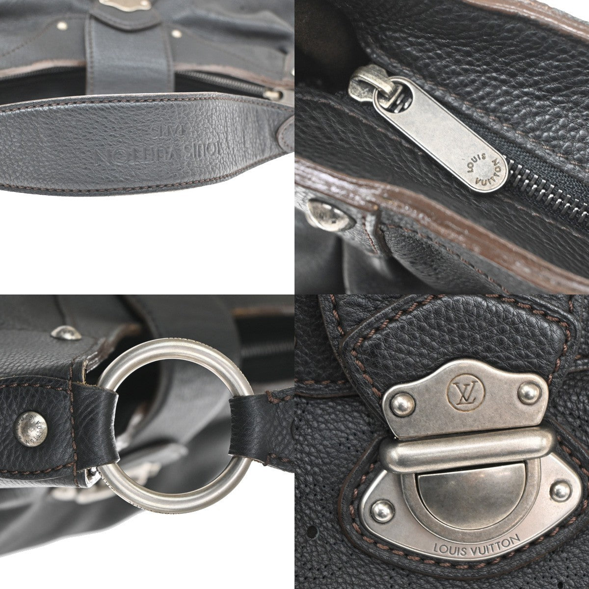 Louis Vuitton Solar Mahina Leather Black Leather Handbag (Pre-Owned)
