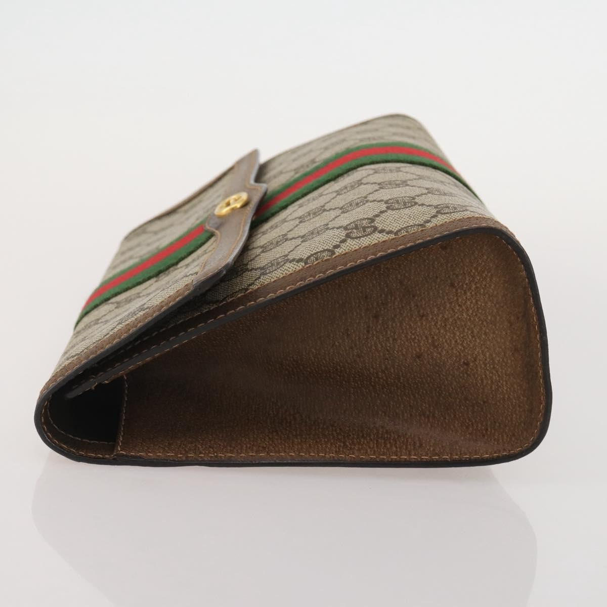 Gucci Vintage Web Flap Clutch Gg Coated Canvas Beige Canvas Clutche & Pouche Bag (Pre-Owned)