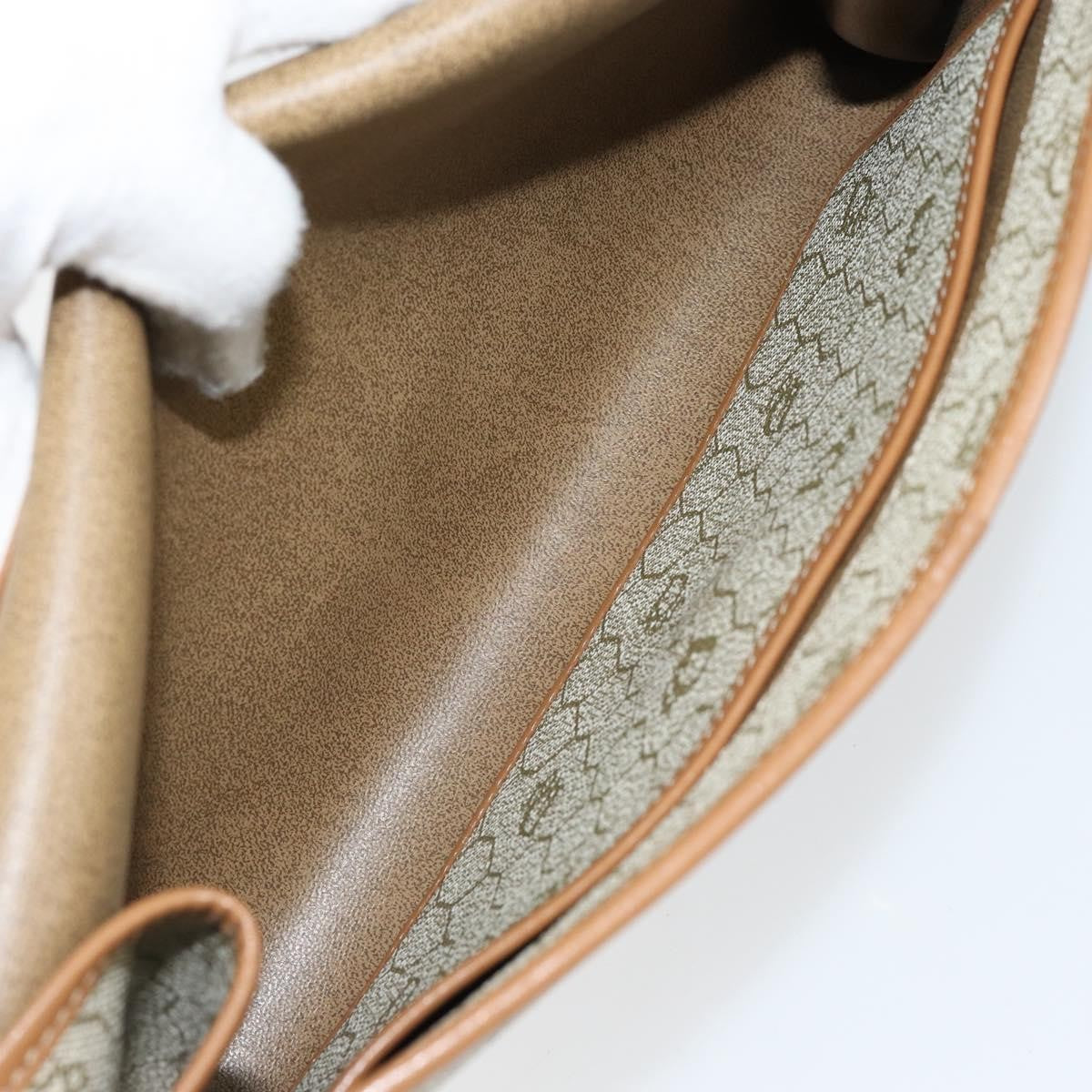 Christian Dior Vintage Honeycomb Chain Canvas Beige Canvas Shoulder Bag Bag (Pre-Owned)