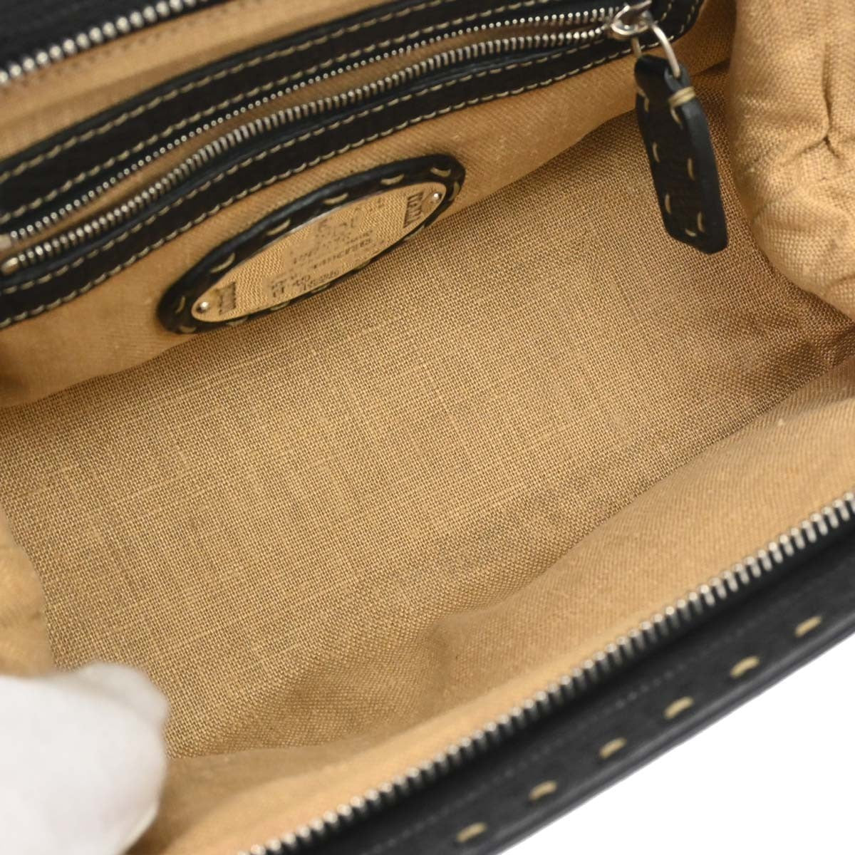 Fendi Selleria Frame Doctor Leather Black Leather Handbag (Pre-Owned)
