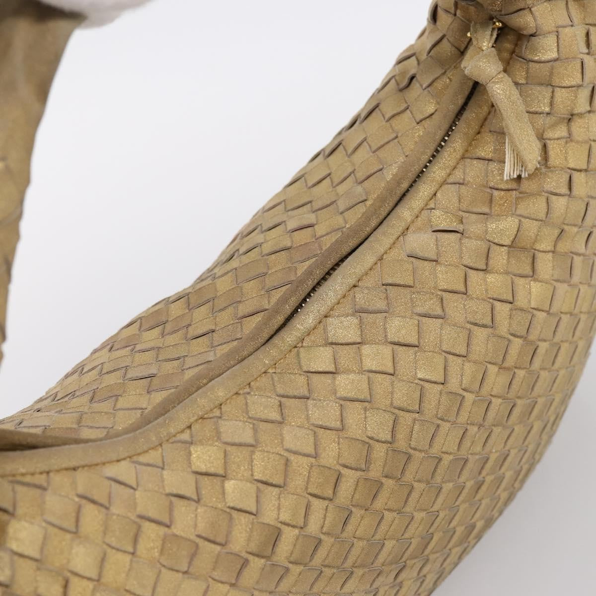 Bottega Veneta Intrecciato Leather Gold Leather Handbag (Pre-Owned)