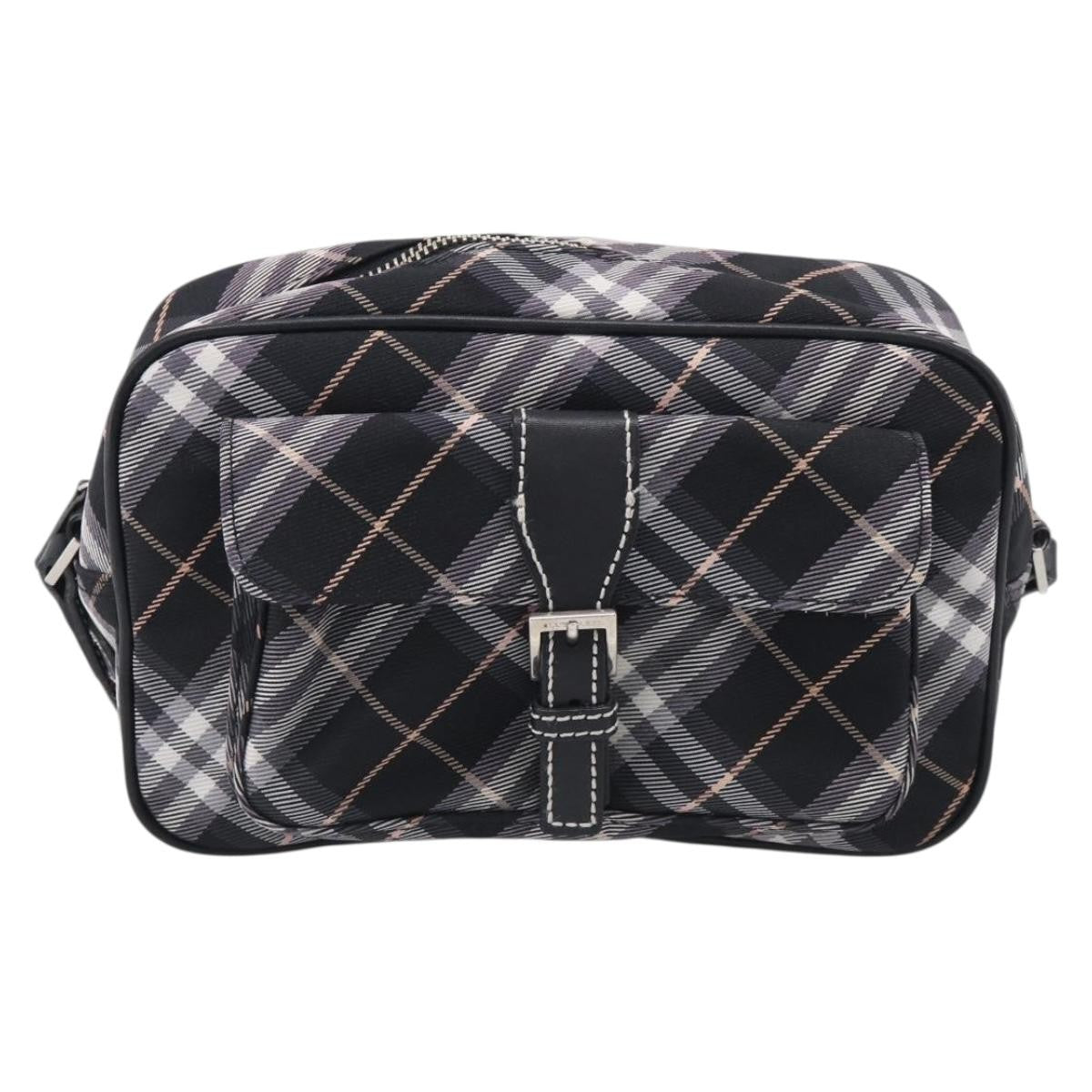 Burberry Nova Check Blue Label Nylon Black Nylon Shoulder Bag Bag (Pre-Owned)