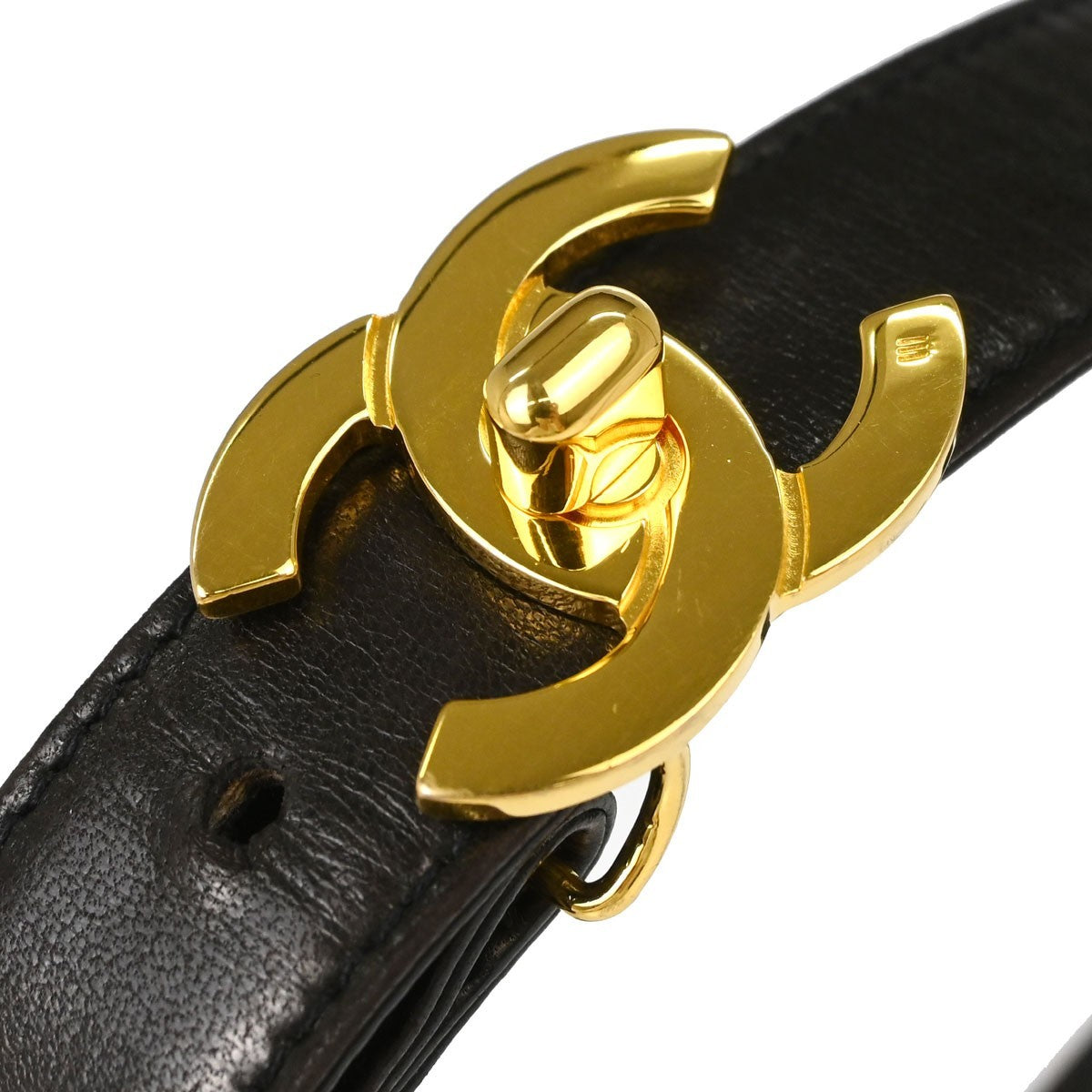 Chanel Cc Turnlock Belt Leather Black Leather Belts Accessory (Pre-Owned)