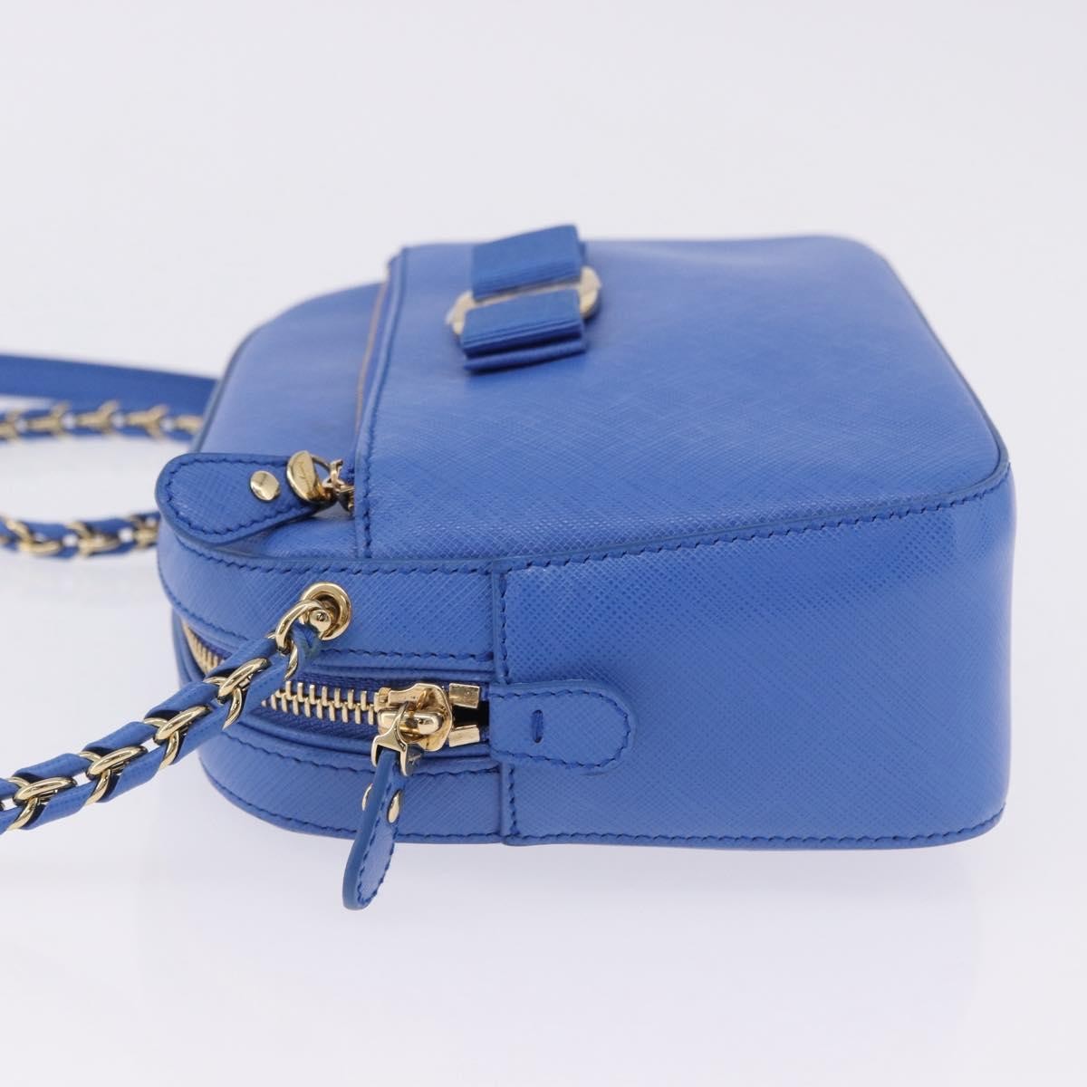 Salvatore Ferragamo Vara Chain Flap Leather Blue Leather Shoulder Bag Bag (Pre-Owned)