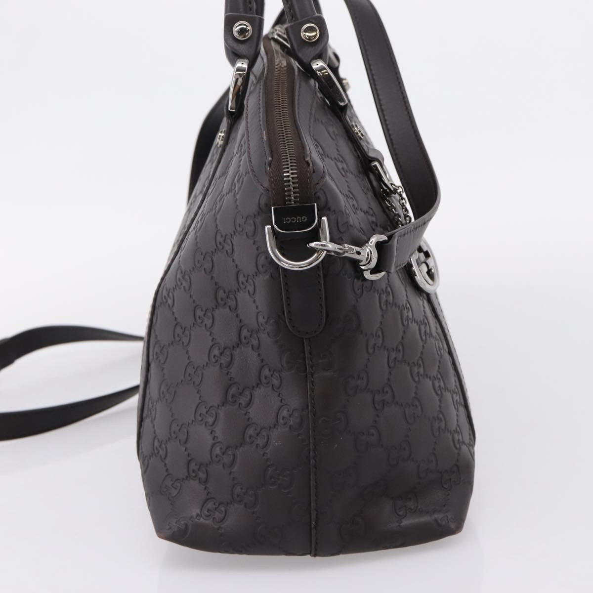 Gucci Gg Charm Convertible Dome Satchel Guccissima Leather Brown Leather Handbag (Pre-Owned)