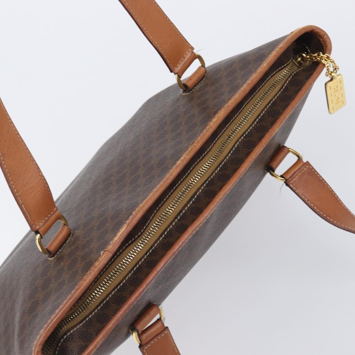 Celine Macadam Shoulder Leather Brown Canvas Crossbody Bag Bag (Pre-Owned)