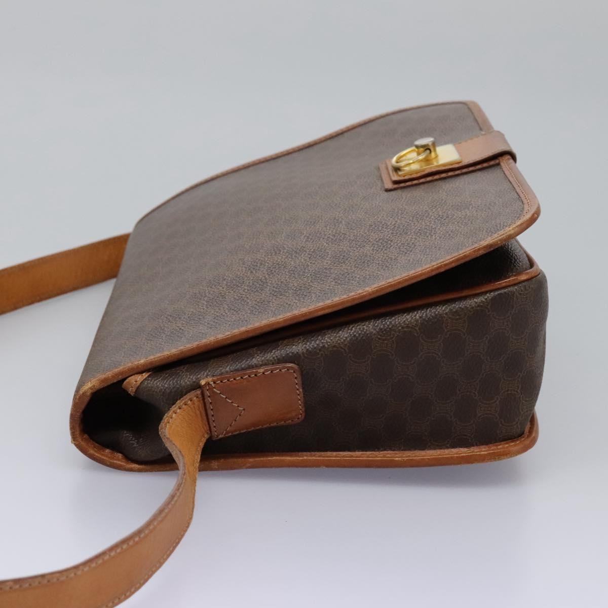 Celine Vintage Macadam Canvas And Leather Brown Canvas Shoulder Bag Bag (Pre-Owned)