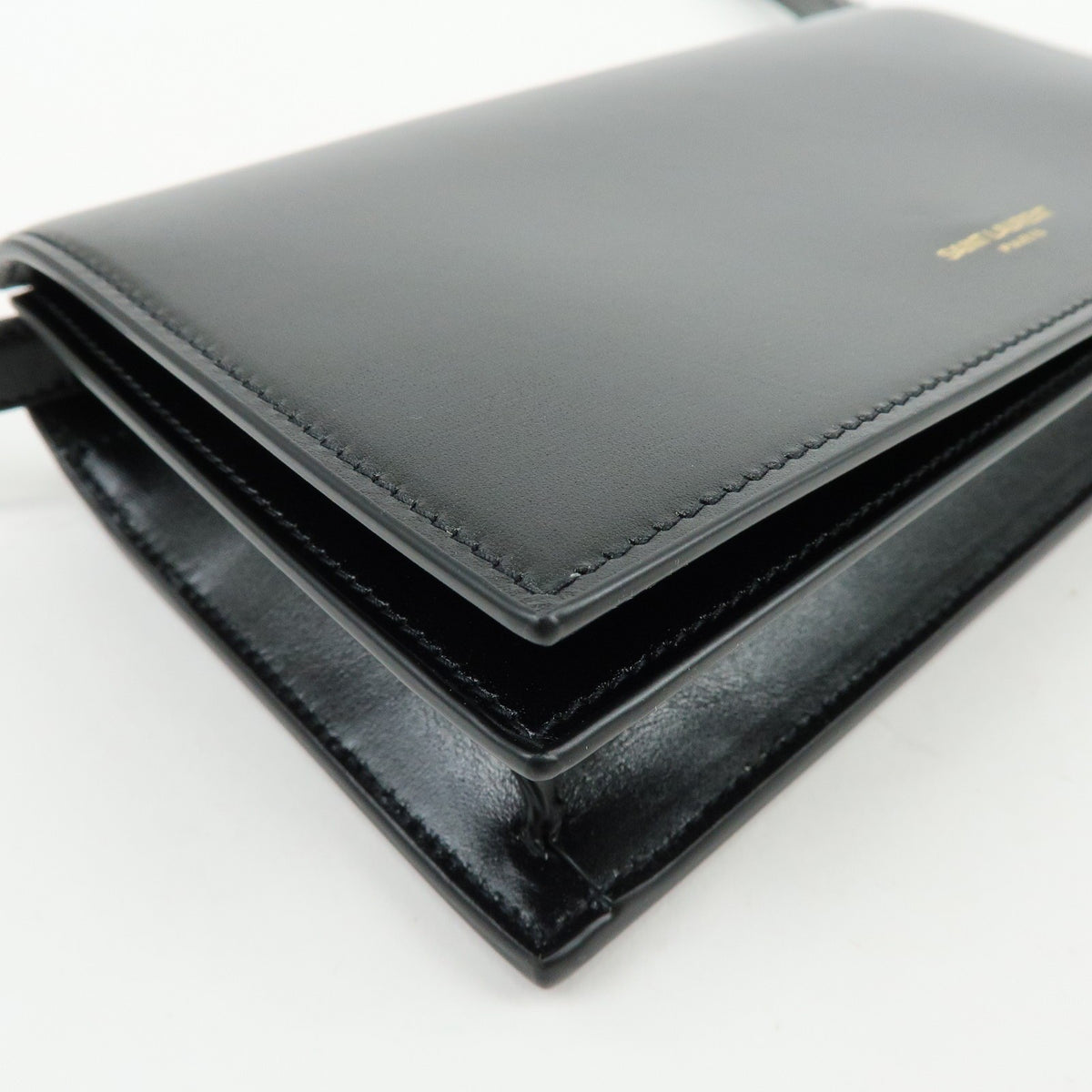 Saint Laurent Paris Chain Leather Black Leather Crossbody Bag Bag (Pre-Owned)