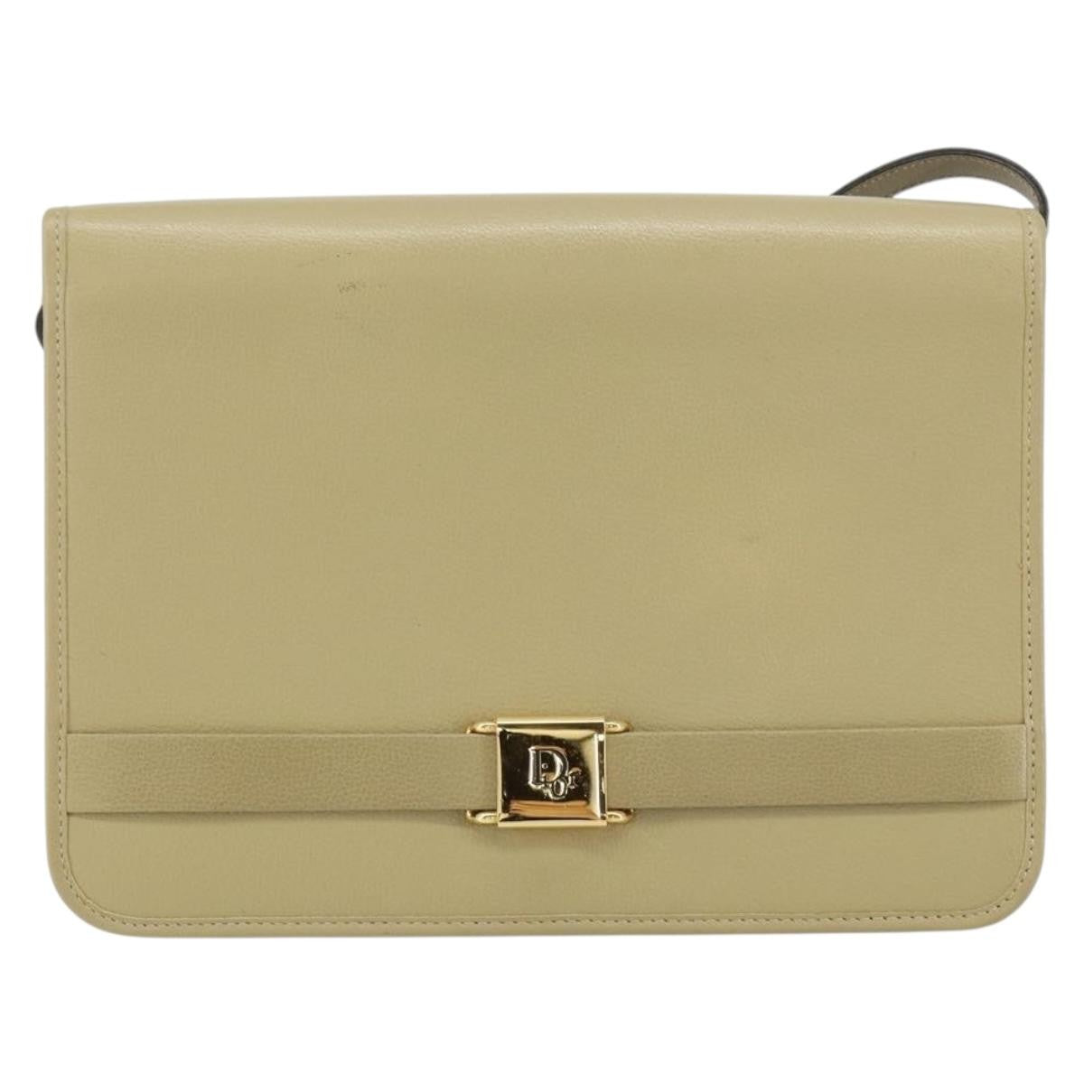 Christian Dior Vintage Leather Beige Leather Shoulder Bag Bag (Pre-Owned)