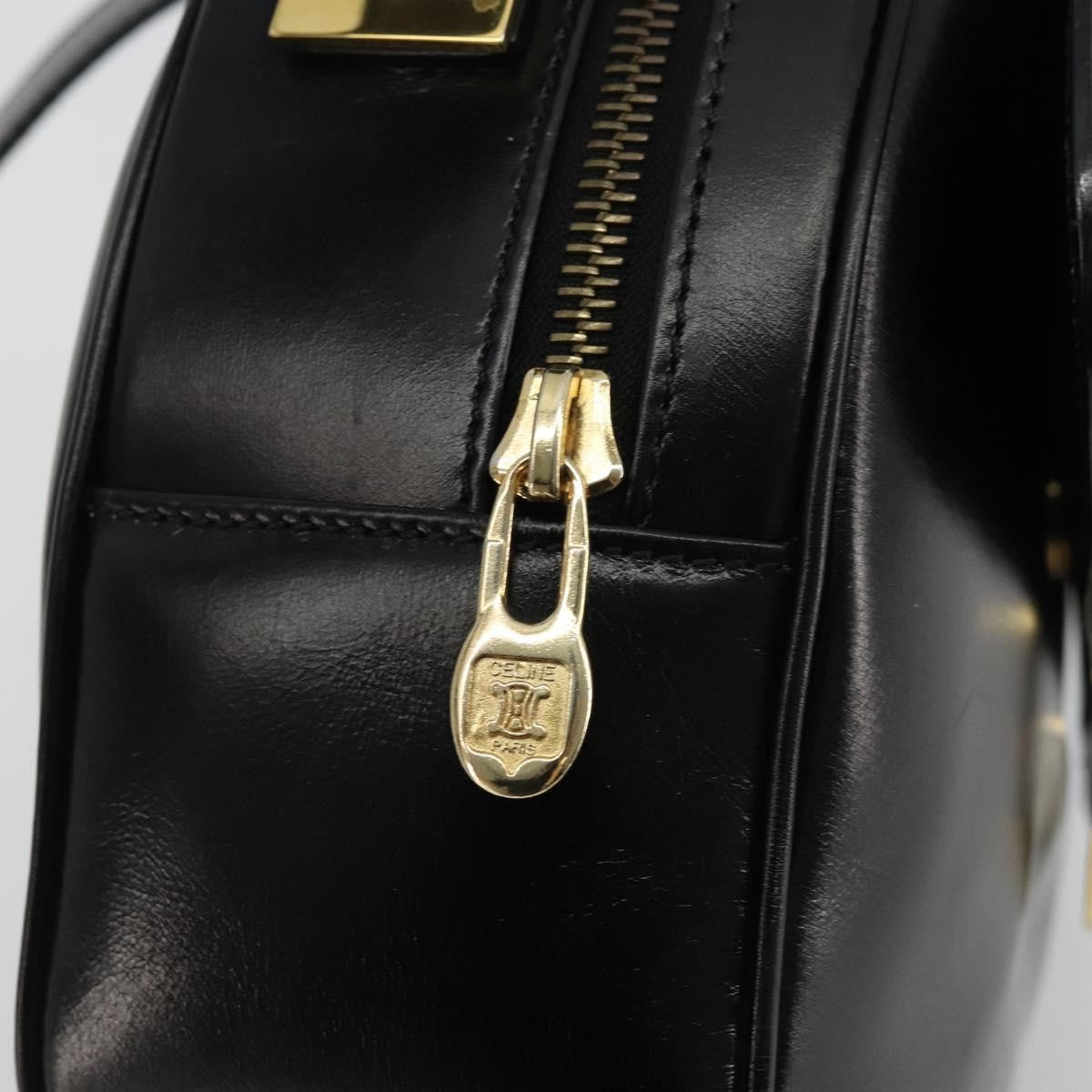 Celine Circle Logo Leather Black Leather Shoulder Bag Bag (Pre-Owned)