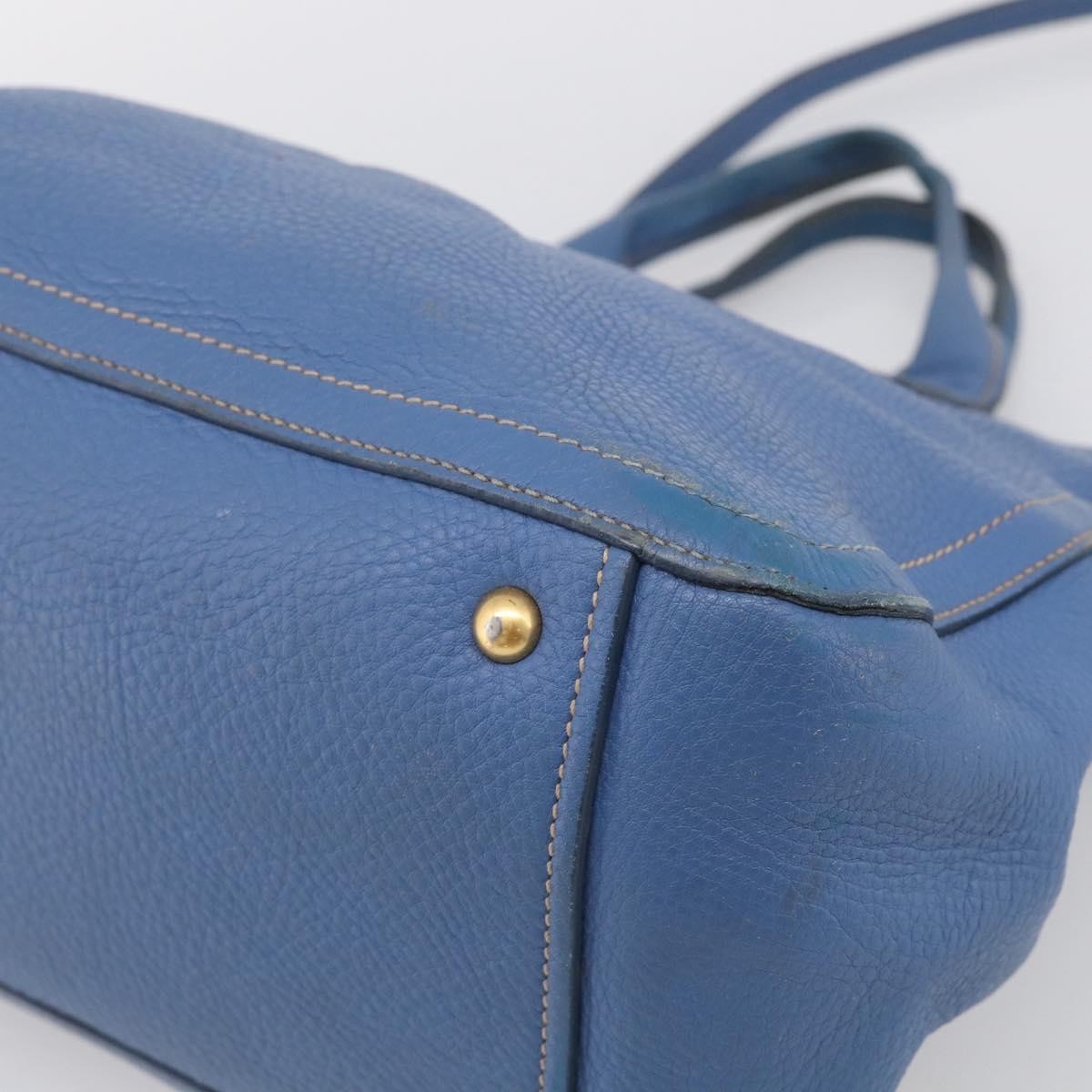 Miu Miu Beau Top Handle Leather Blue Leather Handbag (Pre-Owned)