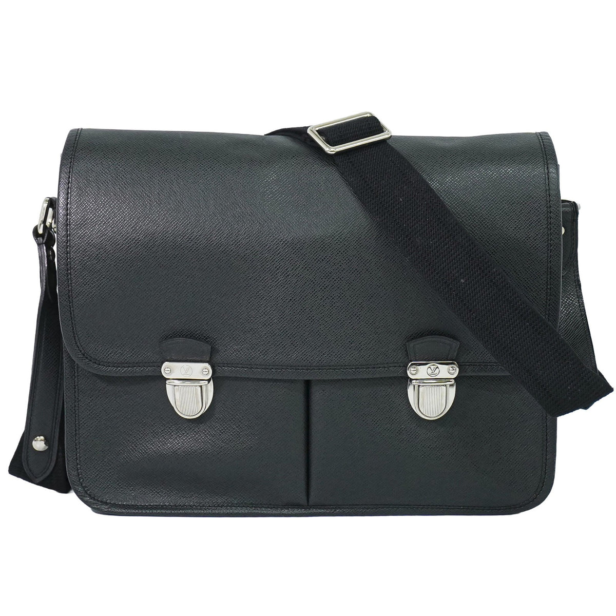 Louis Vuitton Alexei Messenger Taiga Leather Black Leather Shoulder Bag Bag (Pre-Owned)