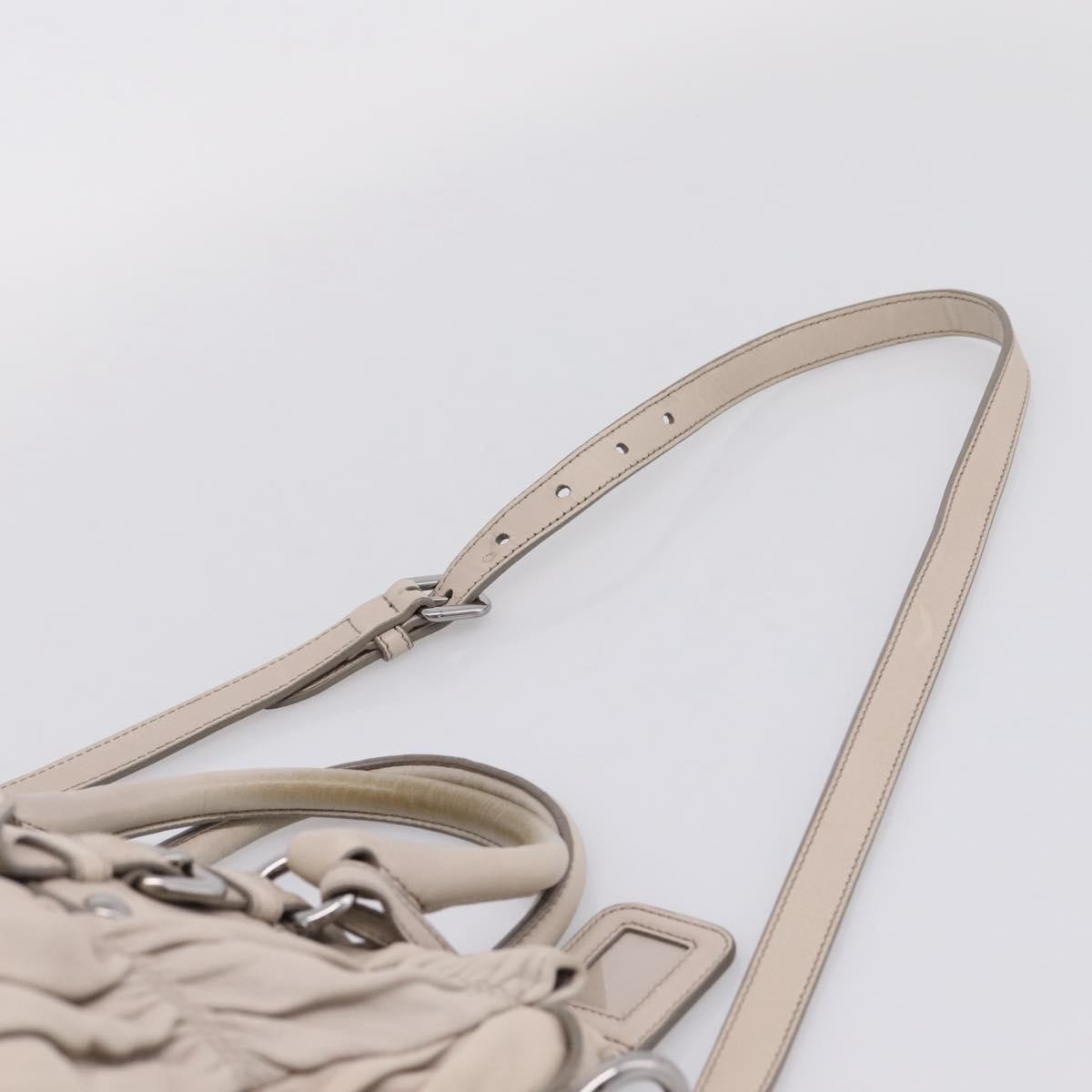 Prada Gaufre Convertible Nappa Leather Gray Leather Tote Bag Bag (Pre-Owned)