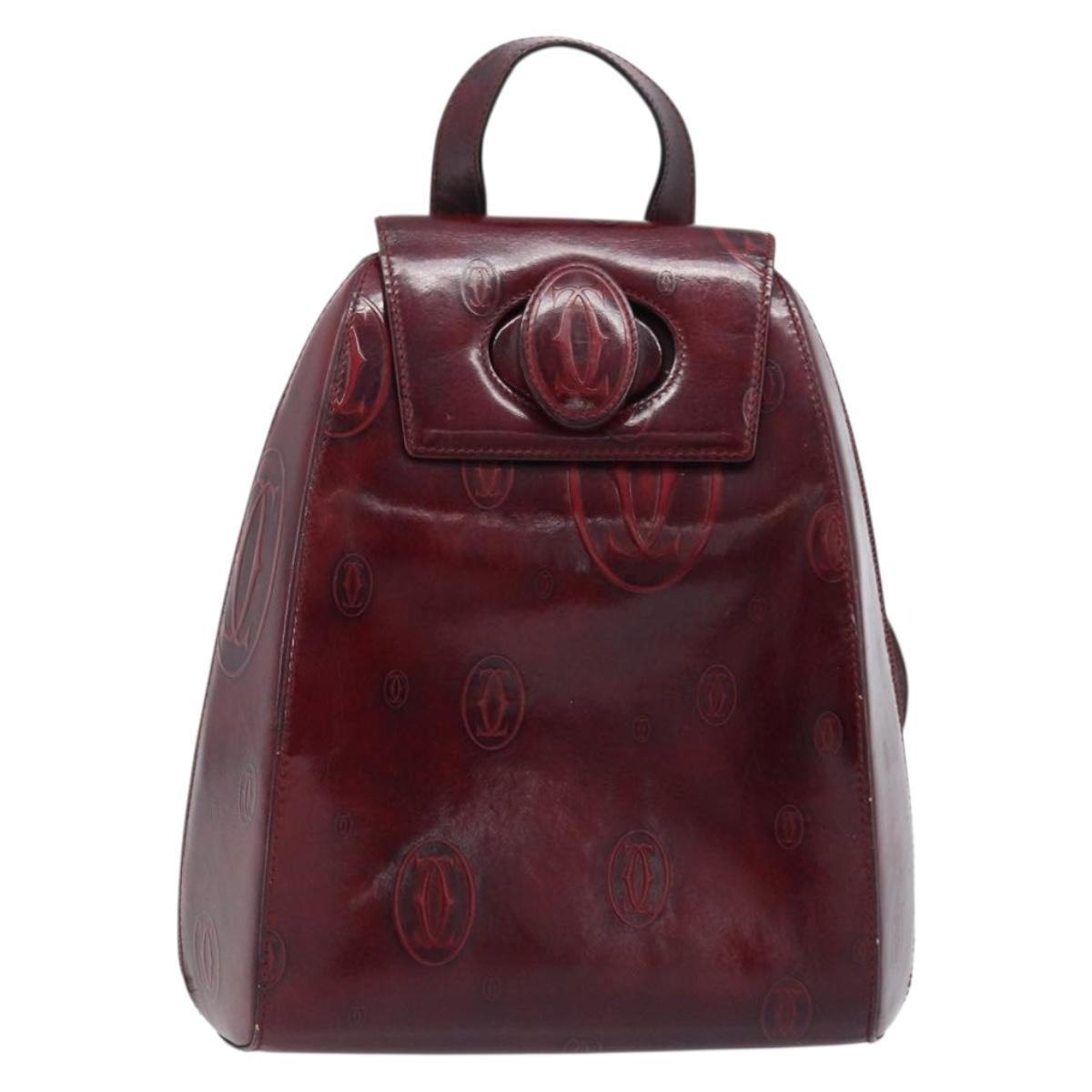 Cartier Happy Birthday Patent Leather Burgundy Patent_Leather Backpack Bag (Pre-Owned)