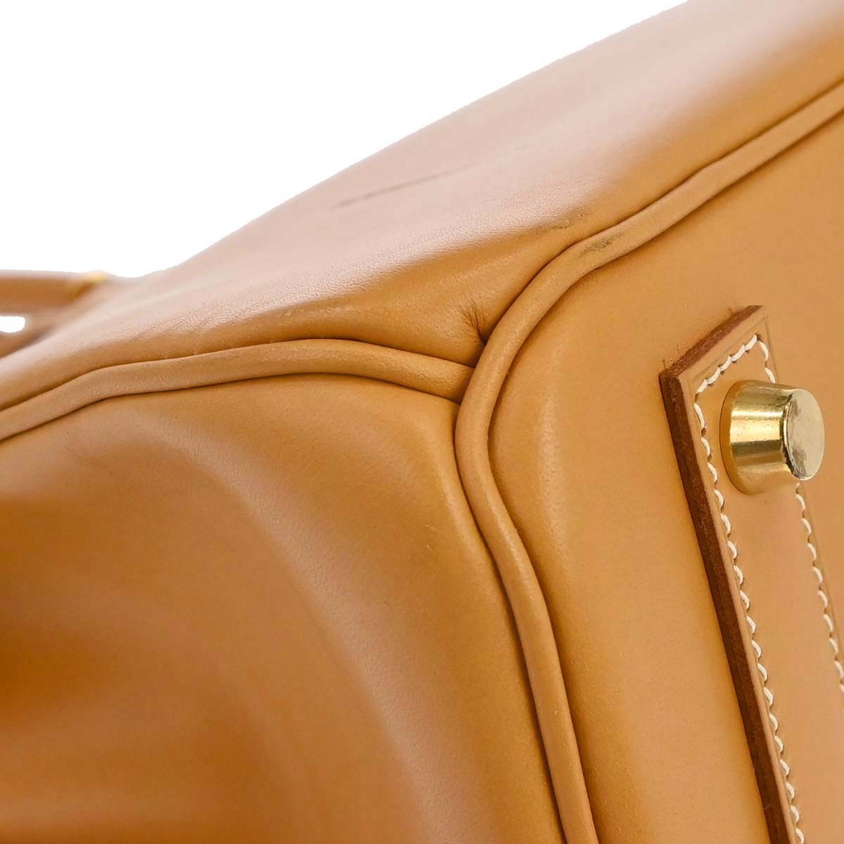 Hermes Hac Birkin Brown Vache Natural With Gold Hardware Neutral Leather Handbag (Pre-Owned)