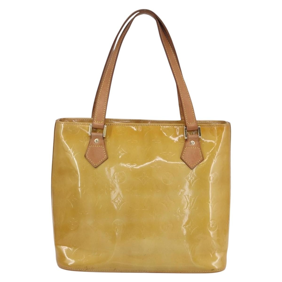 Louis Vuitton Houston Monogram Vernis Beige Patent_Leather Handbag (Pre-Owned)