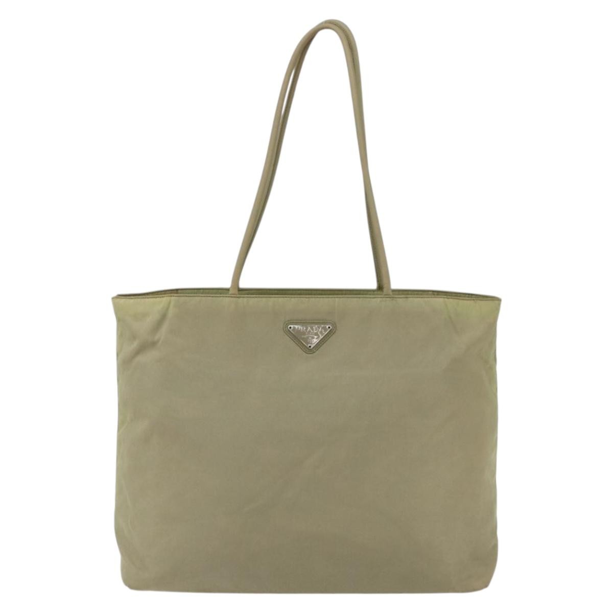 Prada Vintage Zip Tote Tessuto Ecru Nylon Tote Bag Bag (Pre-Owned)