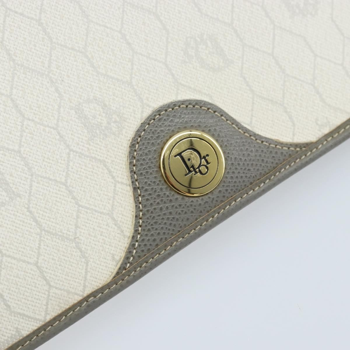 Christian Dior Vintage Honeycomb Zip Coated Canvas White Canvas Clutche & Pouche Bag (Pre-Owned)
