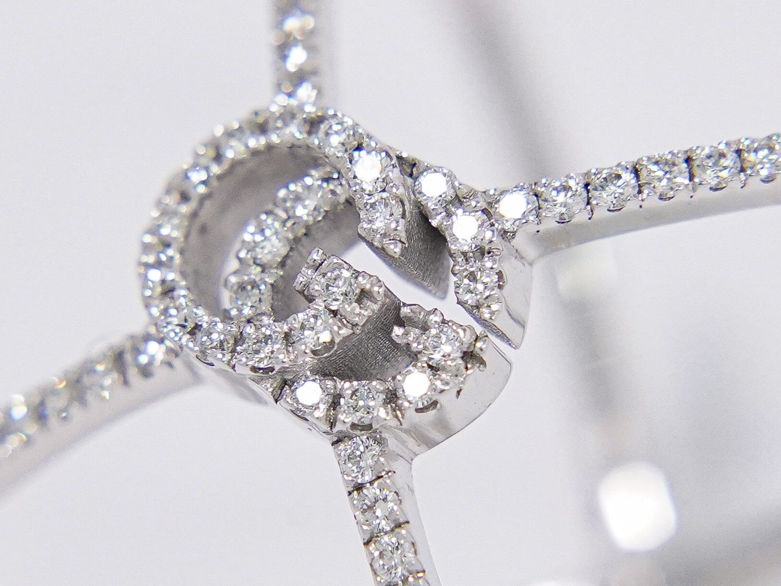 Gucci Gg Running Cross 18K White Gold And Pave Diamonds White White_Gold Ring Jewelry (Pre-Owned)