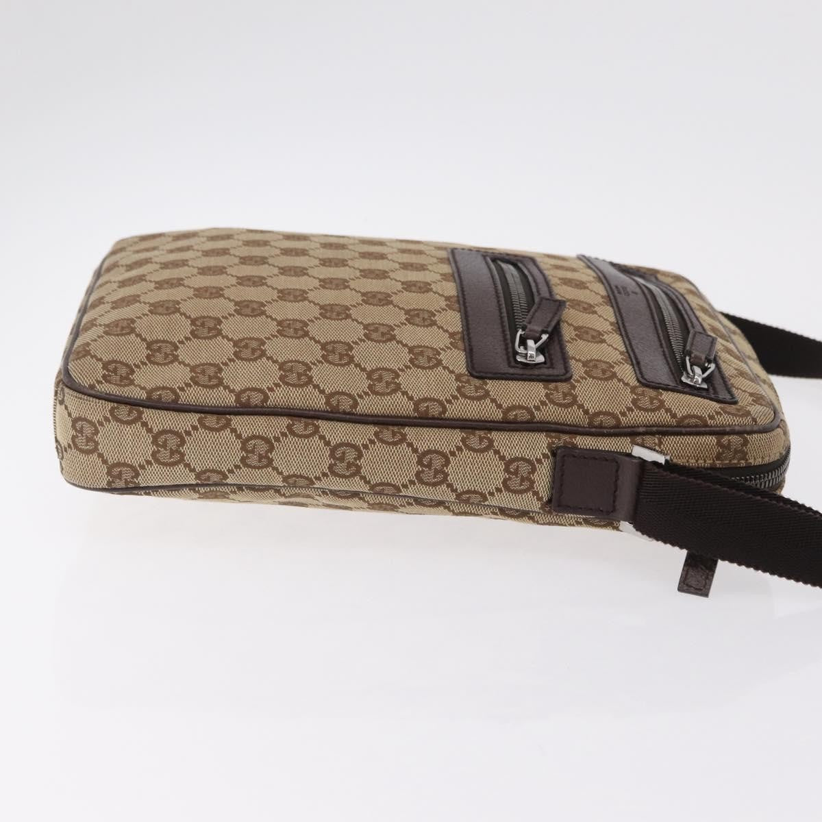 Gucci Front Zip Messenger Gg Coated Canvas Beige Canvas Crossbody Bag Bag (Pre-Owned)