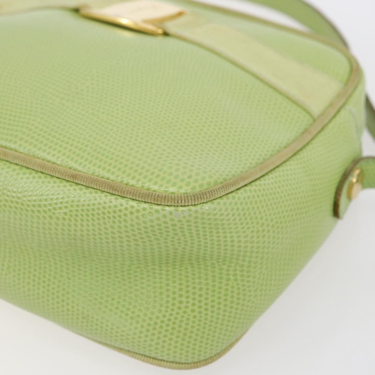 Salvatore Ferragamo Vara Bow Camera Leather Green Leather Shoulder Bag Bag (Pre-Owned)