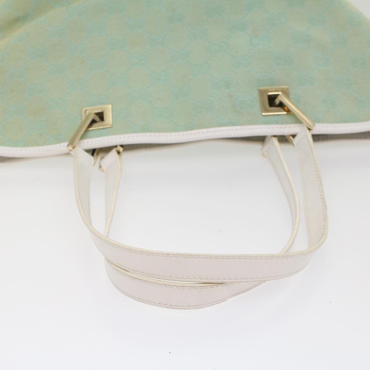 Gucci Vintage Bucket Shopping Tote Gg Canvas And Leather Blue Canvas Tote Bag Bag (Pre-Owned)