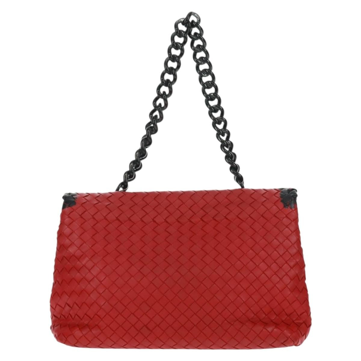 Bottega Veneta Glass Intrecciato Nappa With Snakeskin Red Leather Shoulder Bag Bag (Pre-Owned)