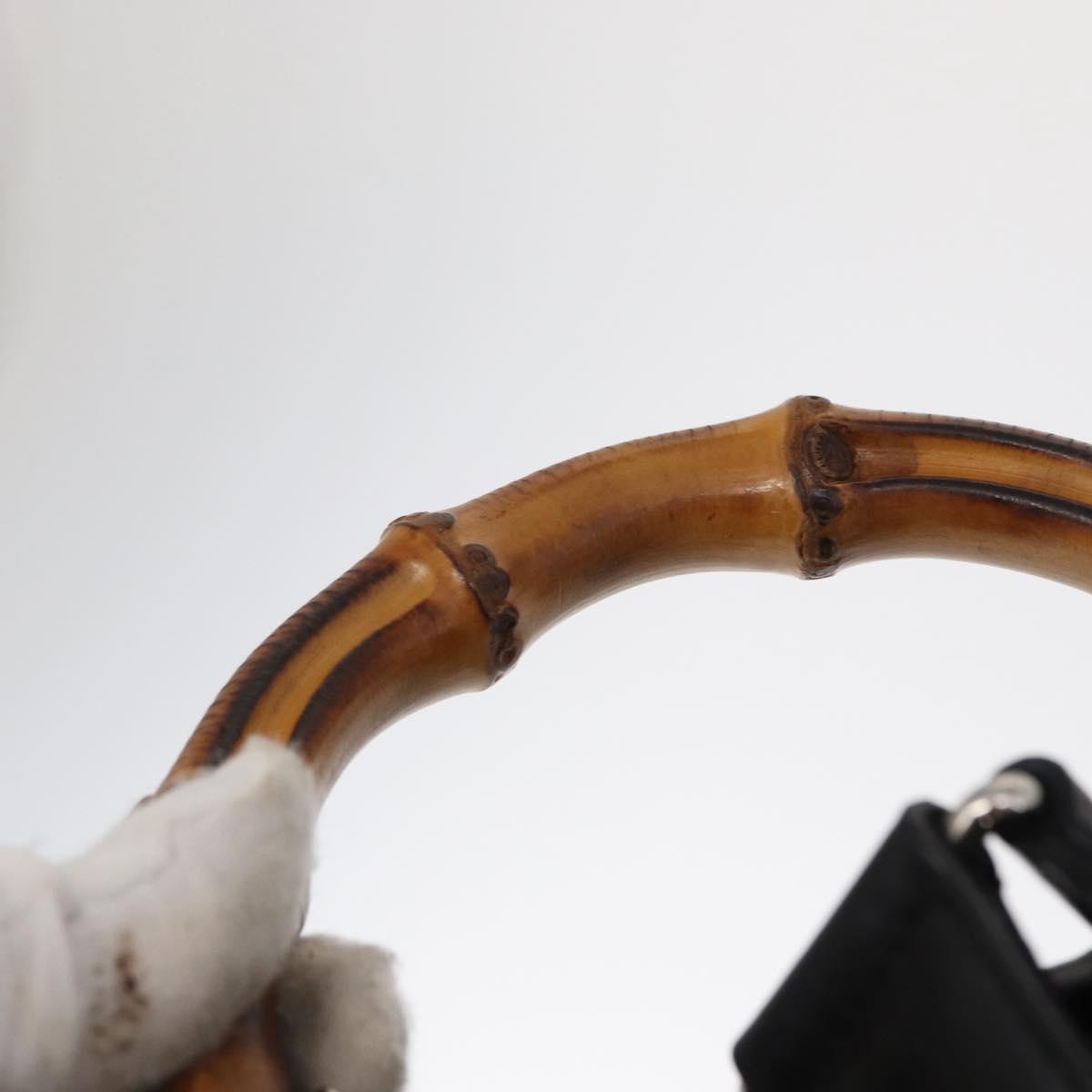 Gucci Vintage Bamboo Leather Black Leather Backpack Bag (Pre-Owned)
