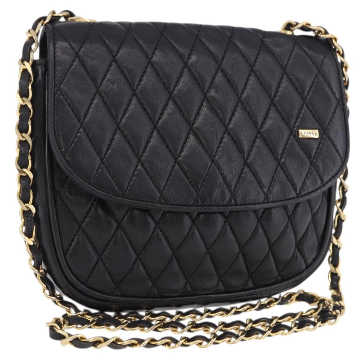 Bally Vintage Chain Quilted Leather Black Leather Shoulder Bag Bag (Pre-Owned)