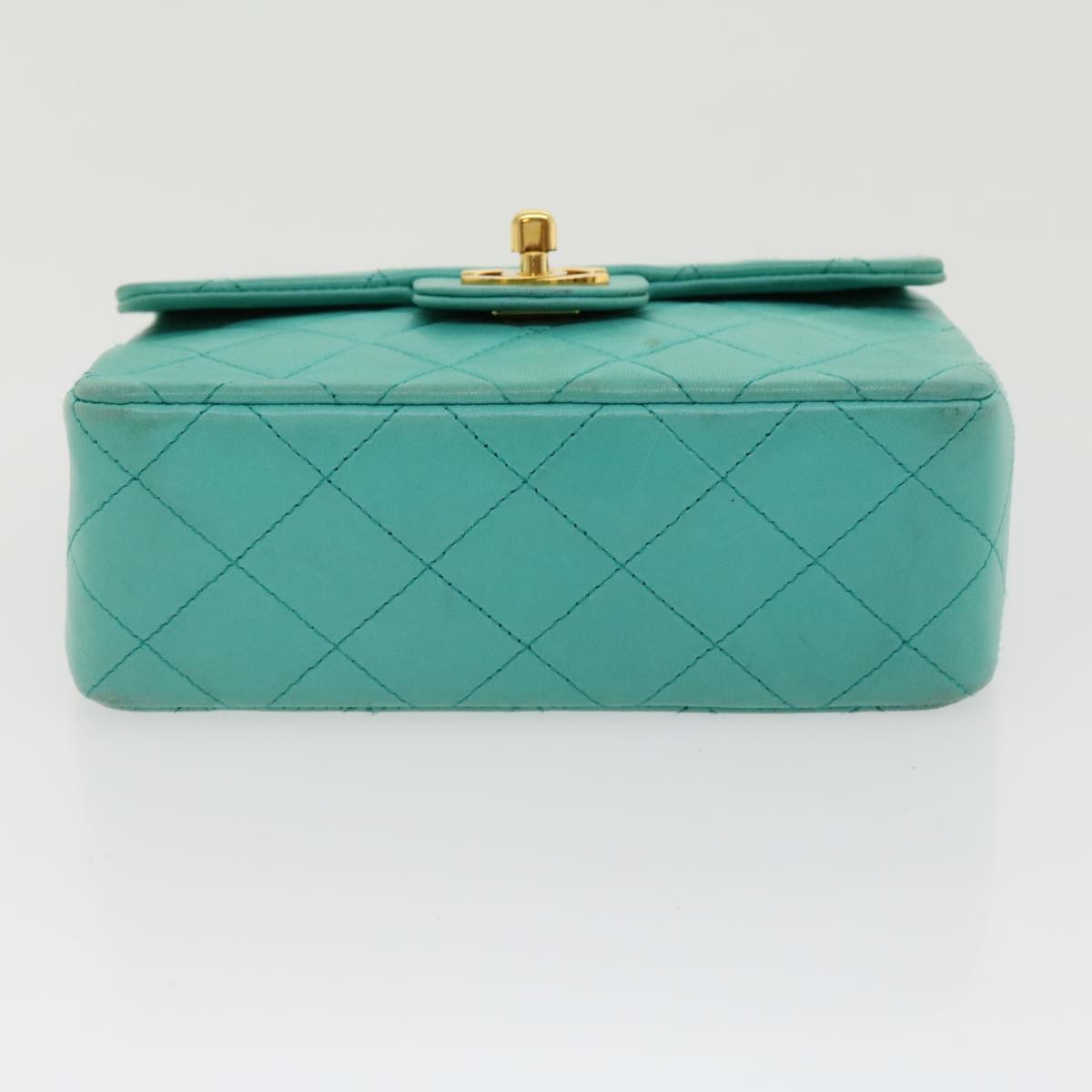 Chanel Square Classic Single Flap Quilted Lambskin Blue Leather Handbag (Pre-Owned)