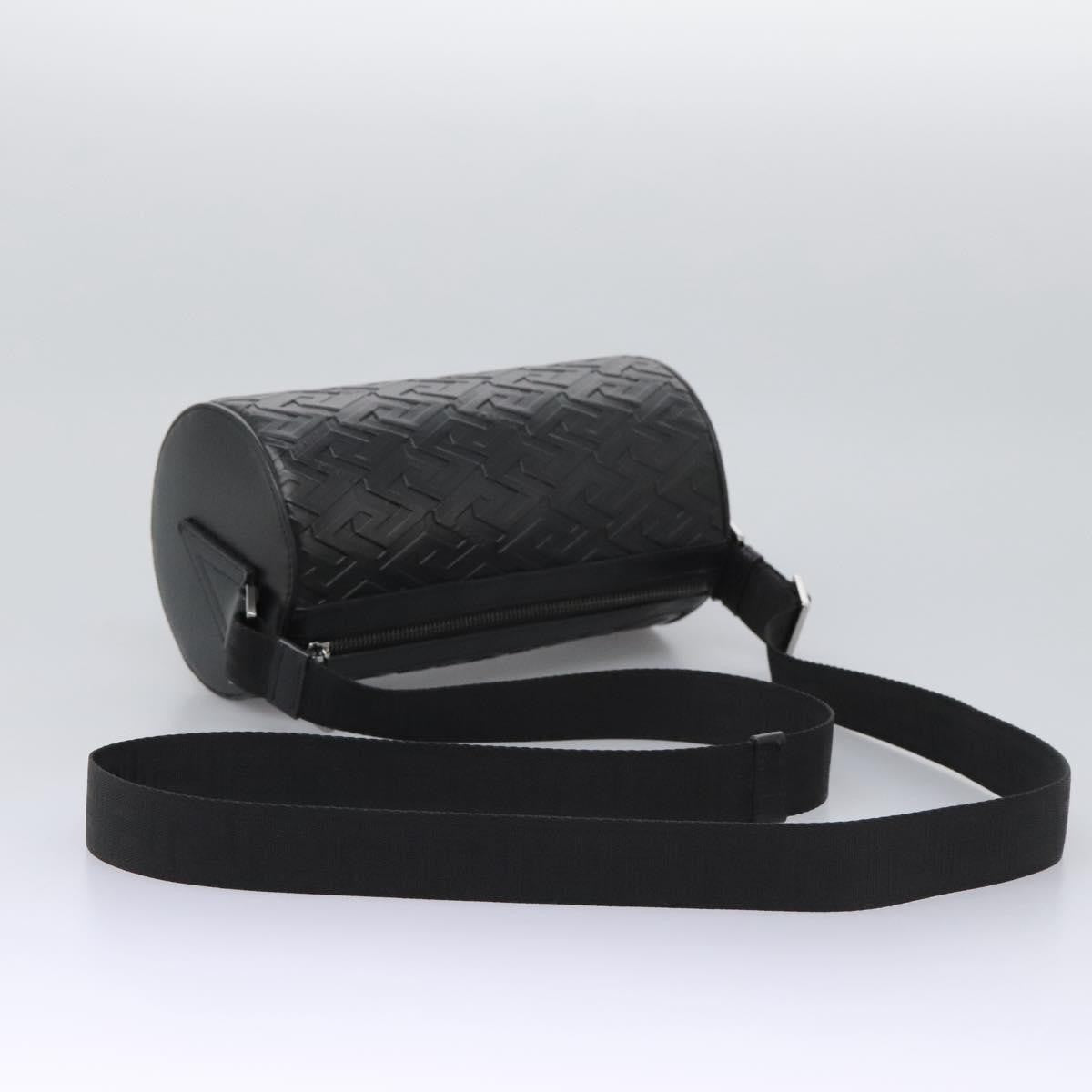 Versace La Greca Leather Black Leather Shoulder Bag Bag (Pre-Owned)
