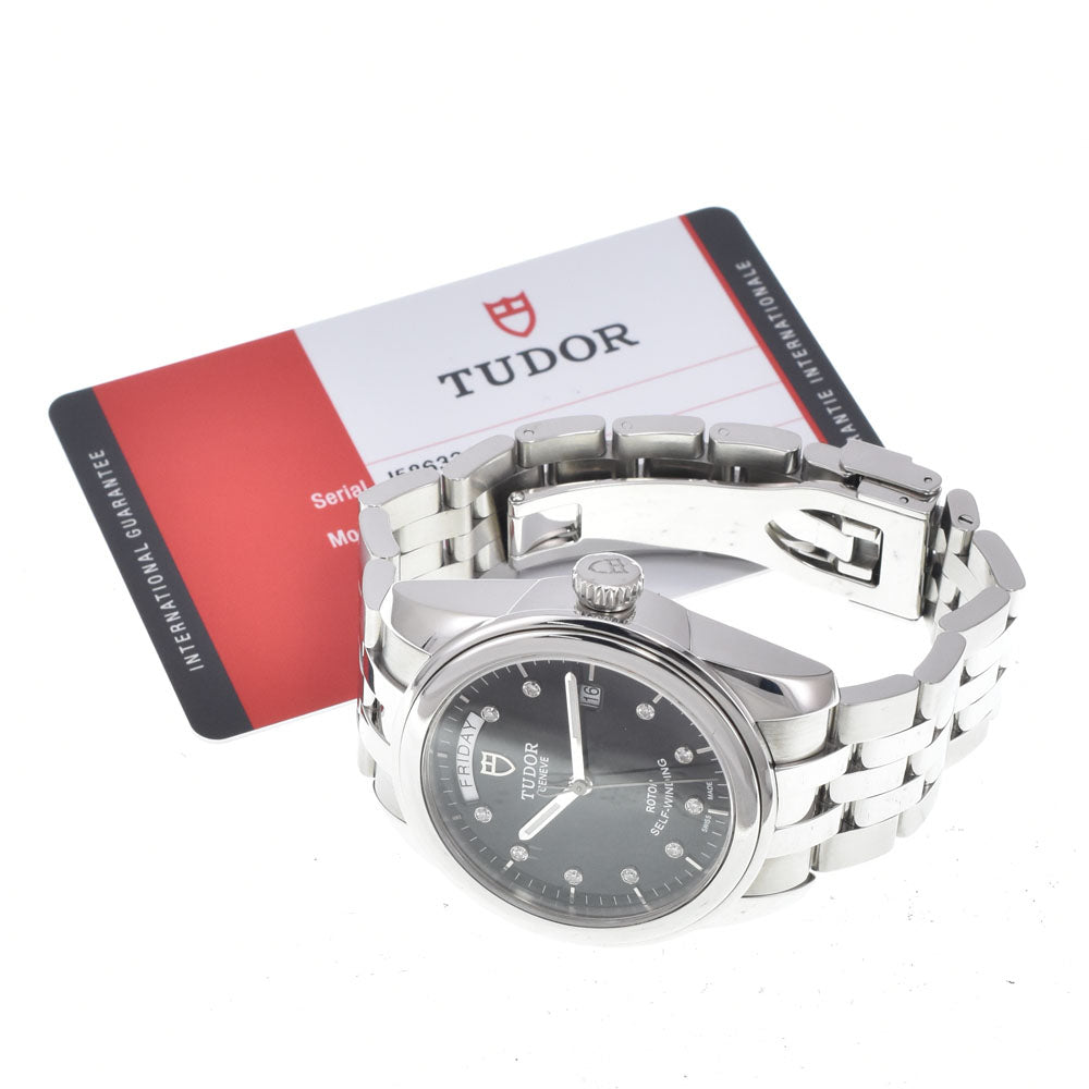 Tudor Glamour Day Date Automatic Stainless Steel With Diamonds Watch (Pre-Owned)