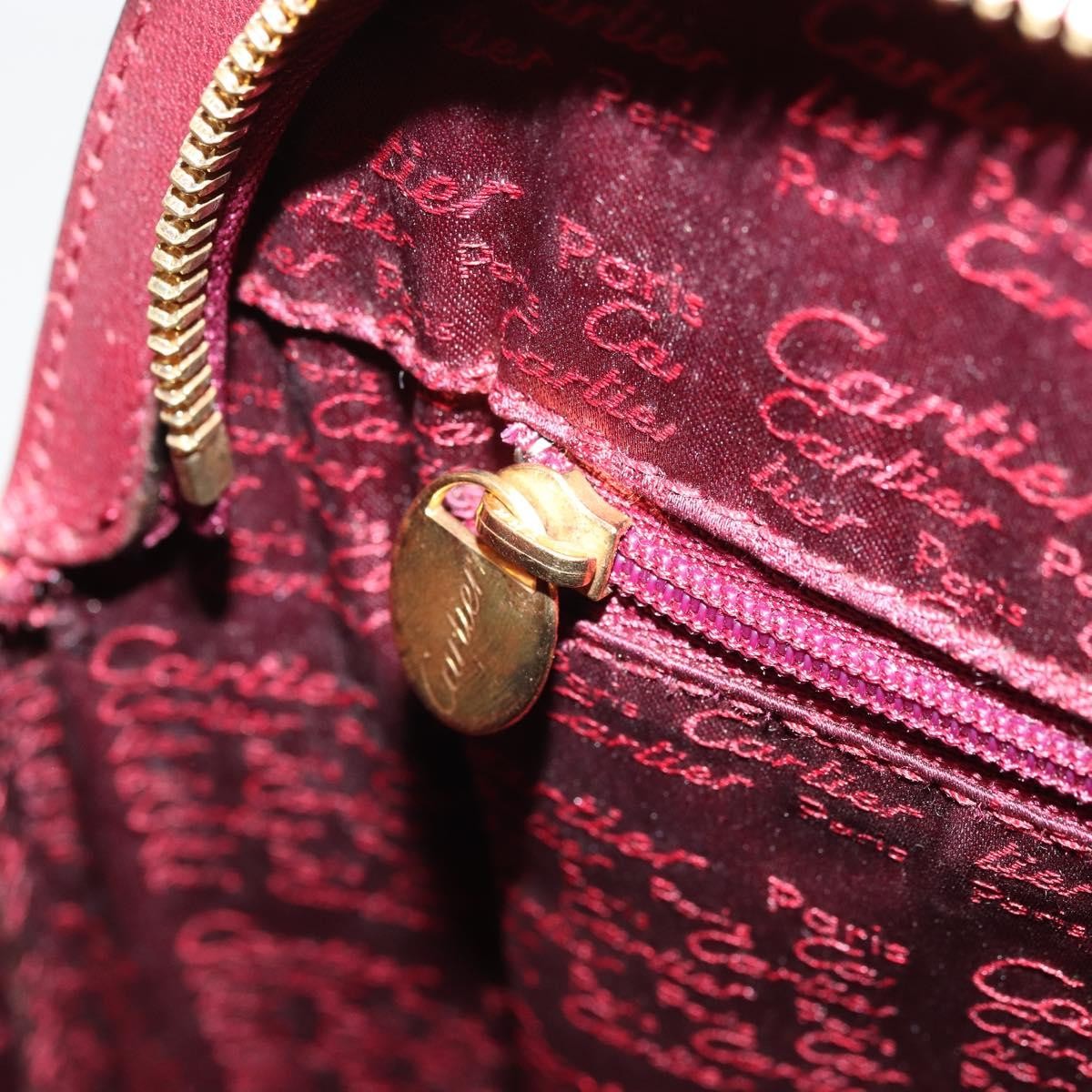 Cartier Vintage Must De Cartier Leather Burgundy Leather Handbag (Pre-Owned)