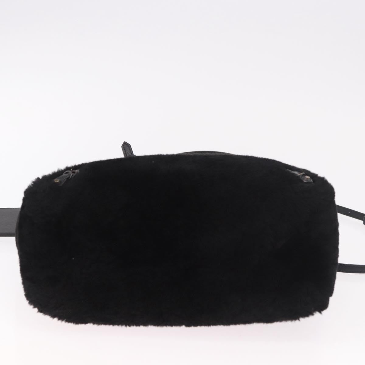 Balenciaga Papier A4 Classic Studs Shearling Black Fur Handbag (Pre-Owned)