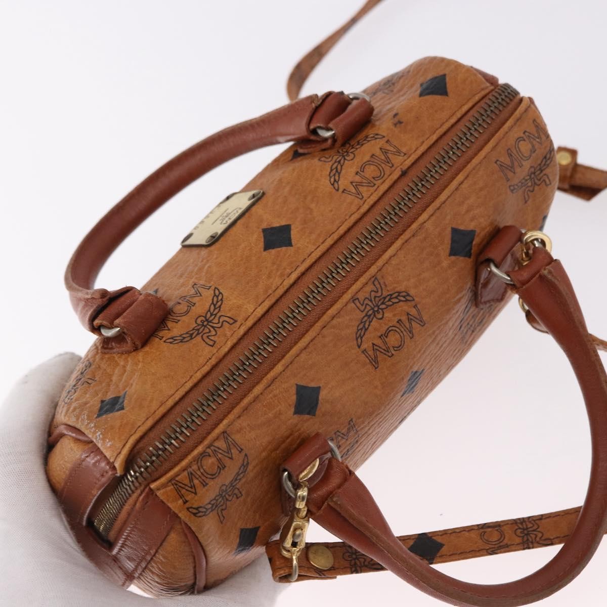 MCM Visetos Logogramme Leather Brown Leather Handbag (Pre-Owned)