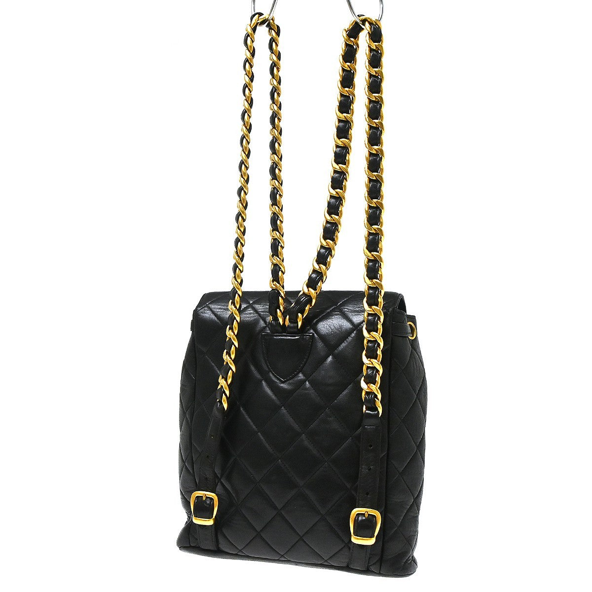 Chanel Duma Drawstring Quilted Leather Black Leather Backpack Bag (Pre-Owned)