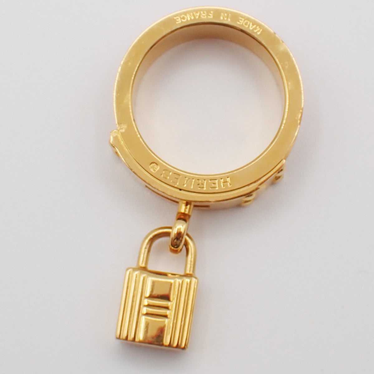Hermes Kelly Gavroche Gold Plated And Leather Gold Gold_Plated Ring Jewelry (Pre-Owned)