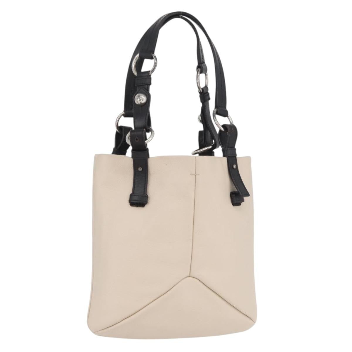 Saint Laurent Vintage Handbag Leather Beige Leather Handbag (Pre-Owned)