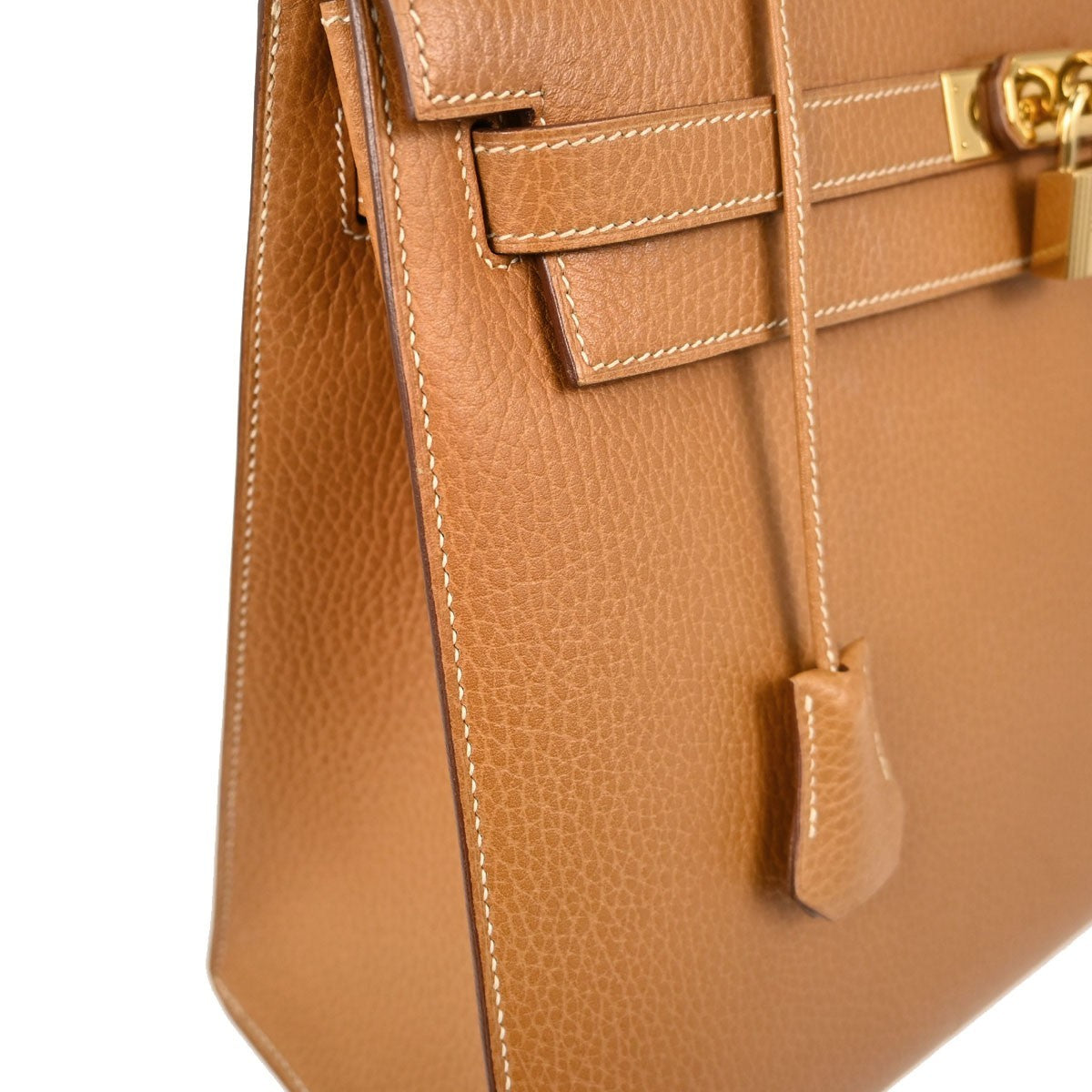 Hermes Kelly Brown Ardennes With Gold Hardware Brown Leather Handbag (Pre-Owned)
