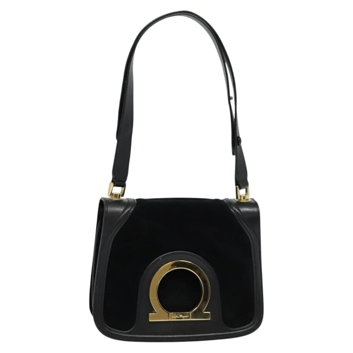 Salvatore Ferragamo Gancini Suede Black Suede Shoulder Bag Bag (Pre-Owned)