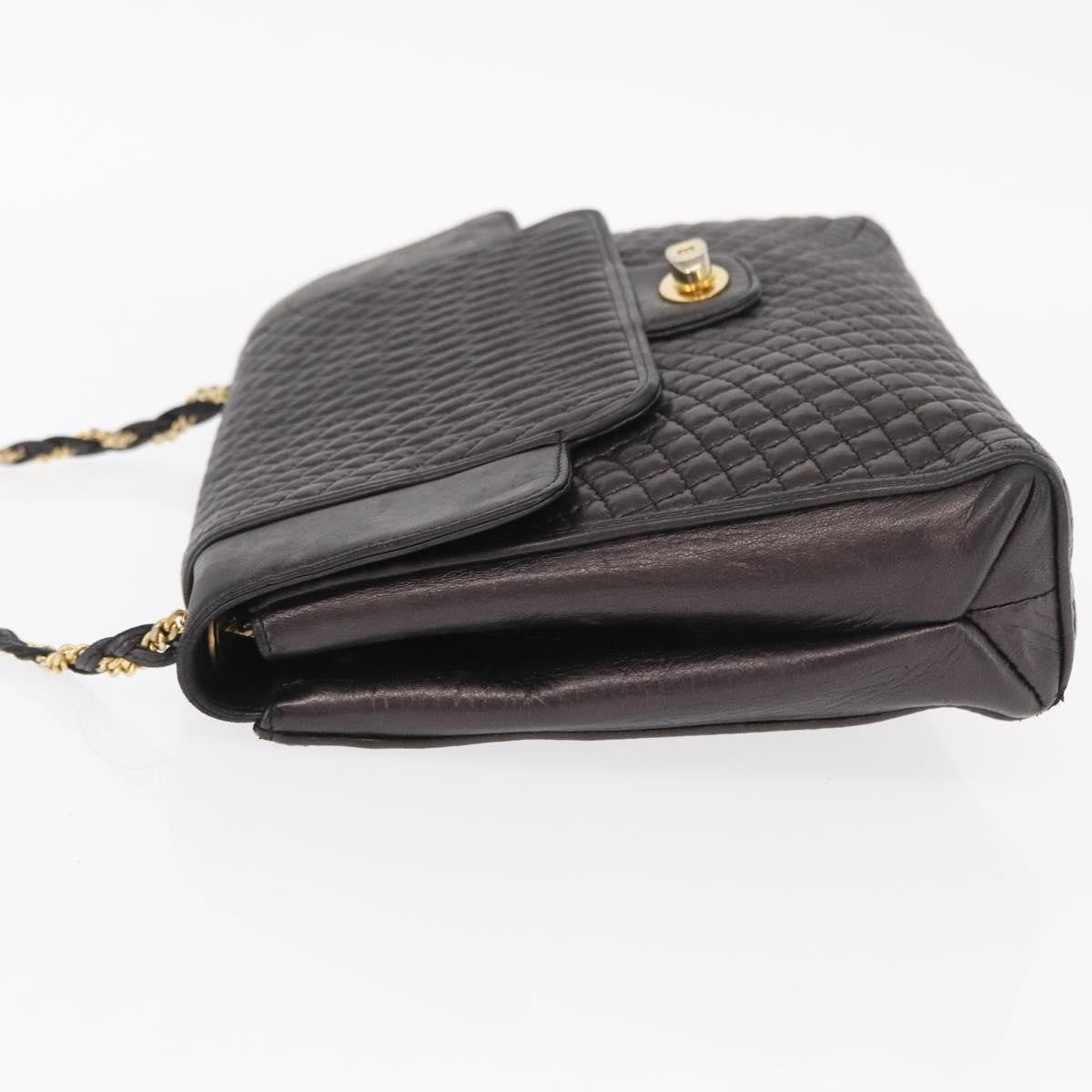 Bally Vintage Chain Quilted Leather Black Leather Shoulder Bag Bag (Pre-Owned)