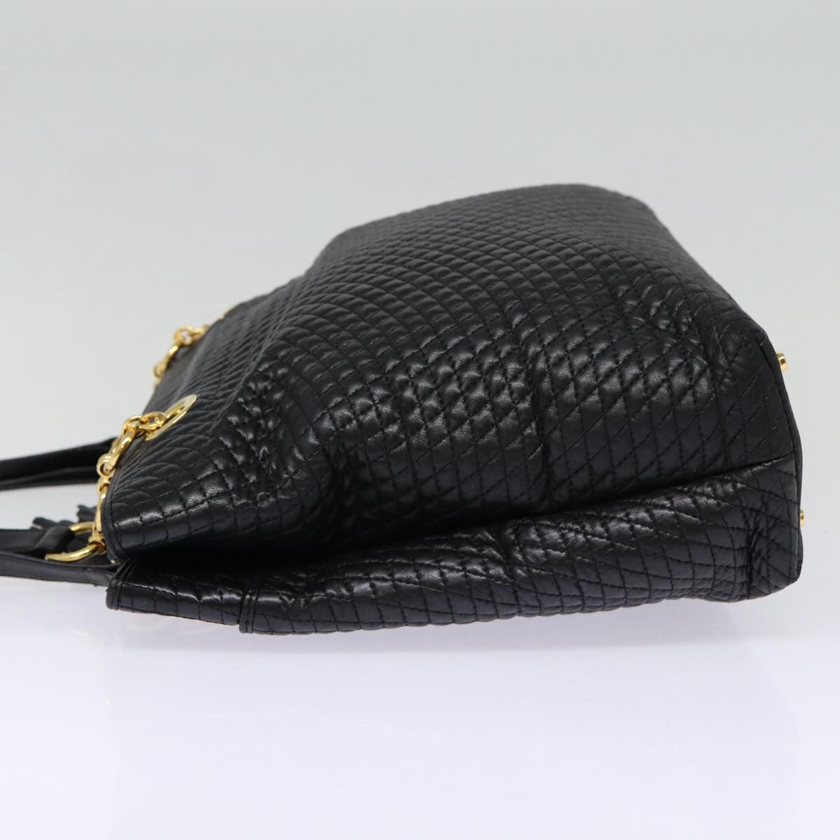Bally Vintage Quilted Leather Black Leather Tote Bag Bag (Pre-Owned)