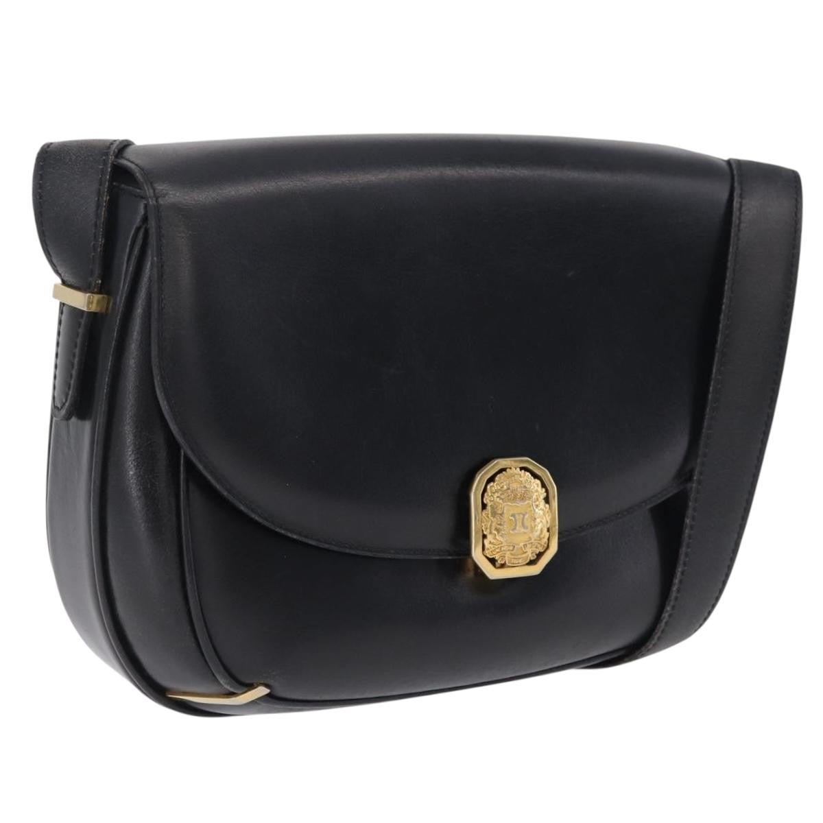 Celine Shoulder Leather Black Leather Shoulder Bag Bag (Pre-Owned)