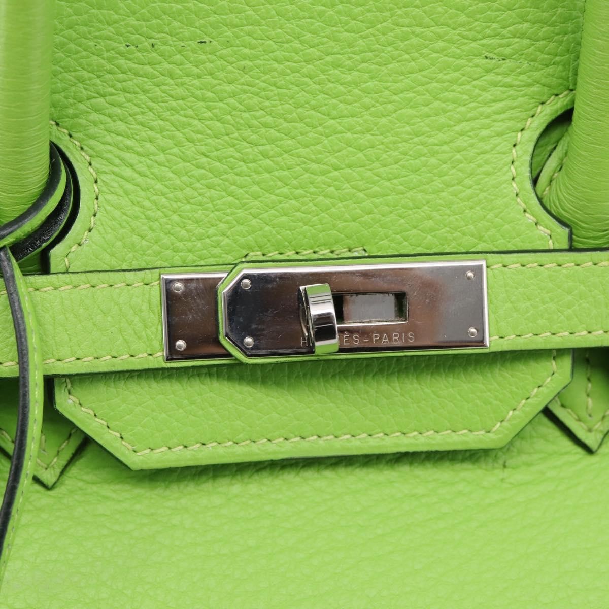 Hermes Birkin Green Clemence With Palladium Hardware Green Leather Handbag (Pre-Owned)