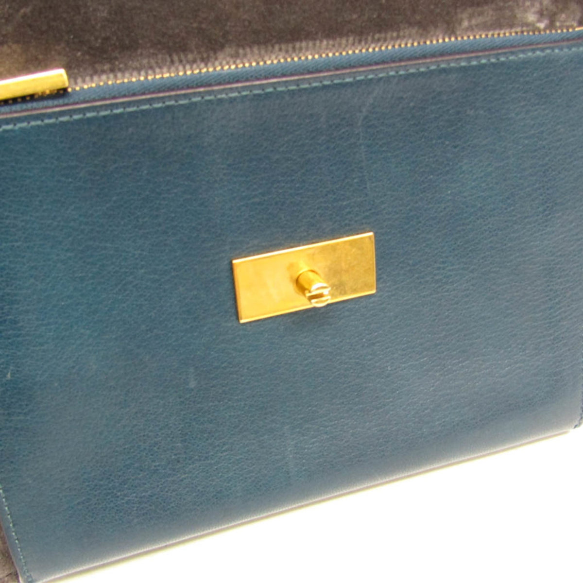 Givenchy Gv3 Flap Leather With Suede Blue Leather Handbag (Pre-Owned)